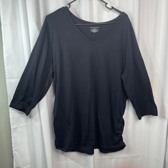 Lane Bryant tee t-shirt blouse top women's 18 - 20 knit black v-neck light wt - Picture 9 of 16